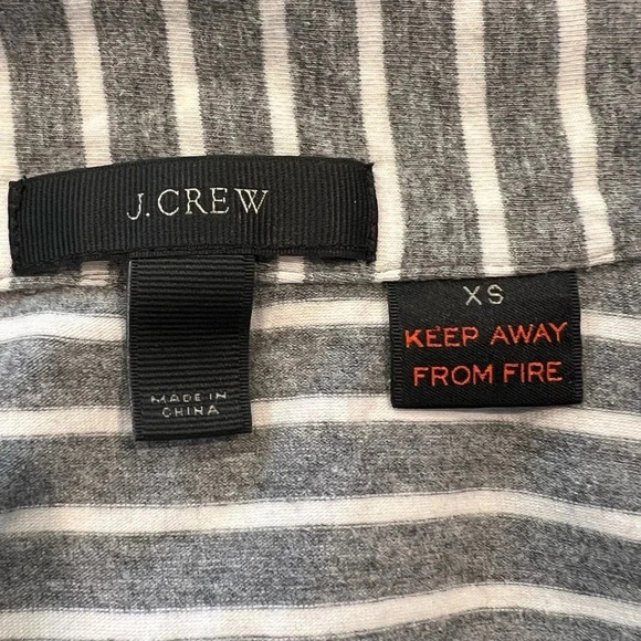 J‎ Crew Dreamy Stripe Cotton Pajama Top XSmall Gray White Button Up - Picture 3 of 4